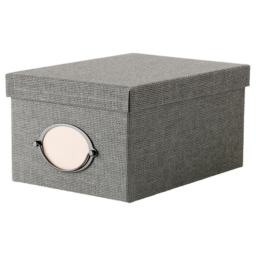 KVARNVIK Storage box with lid, gray - IKEA
