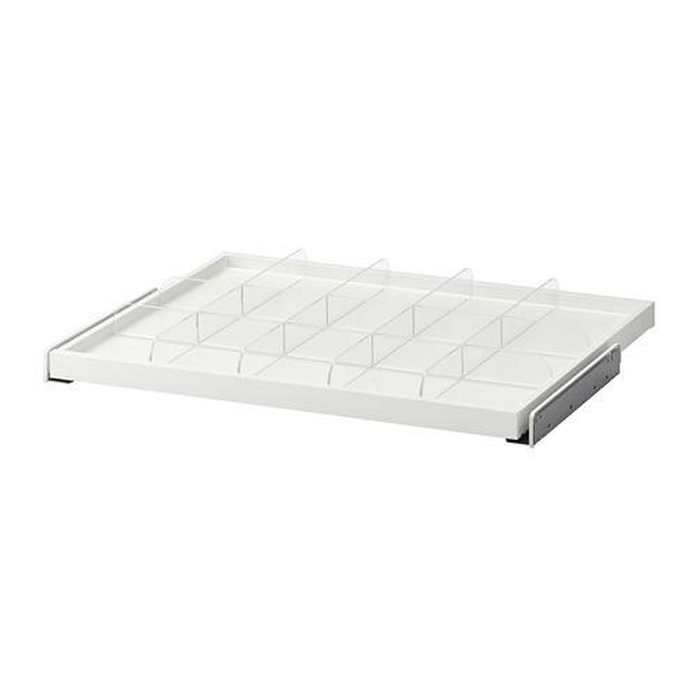 Pull-out tray with divider KOMPLEMENT White/transparent 3 sizes 
