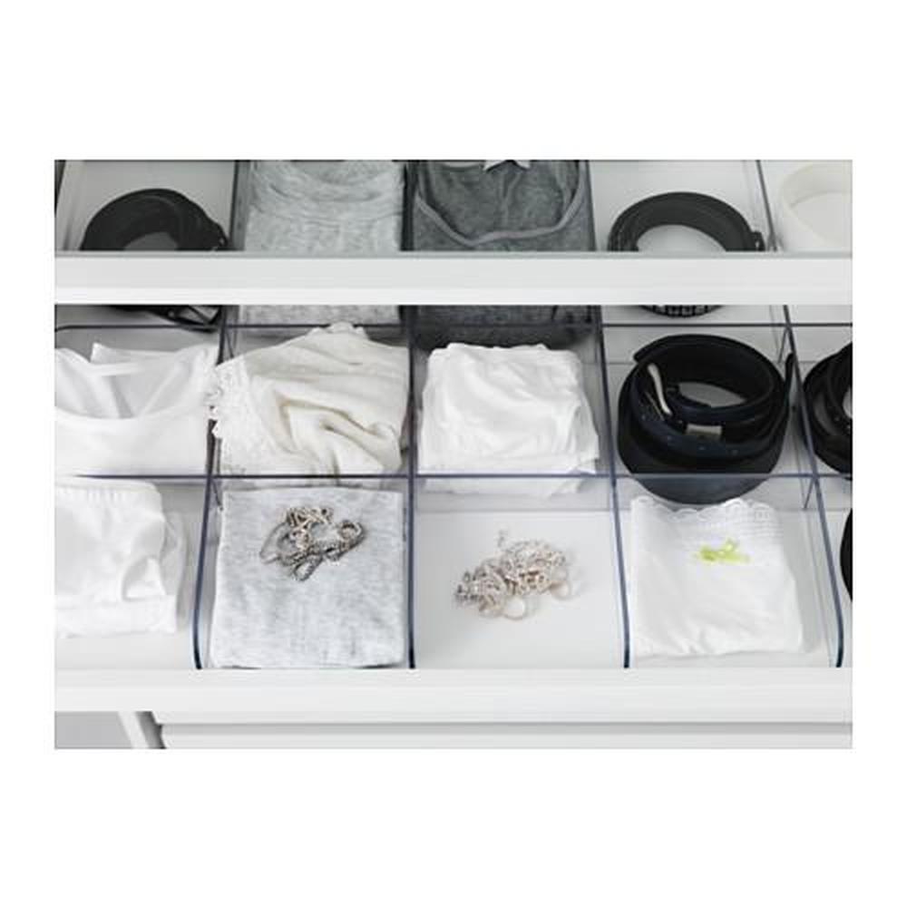 Pull-out tray with divider KOMPLEMENT White/transparent 3 sizes 