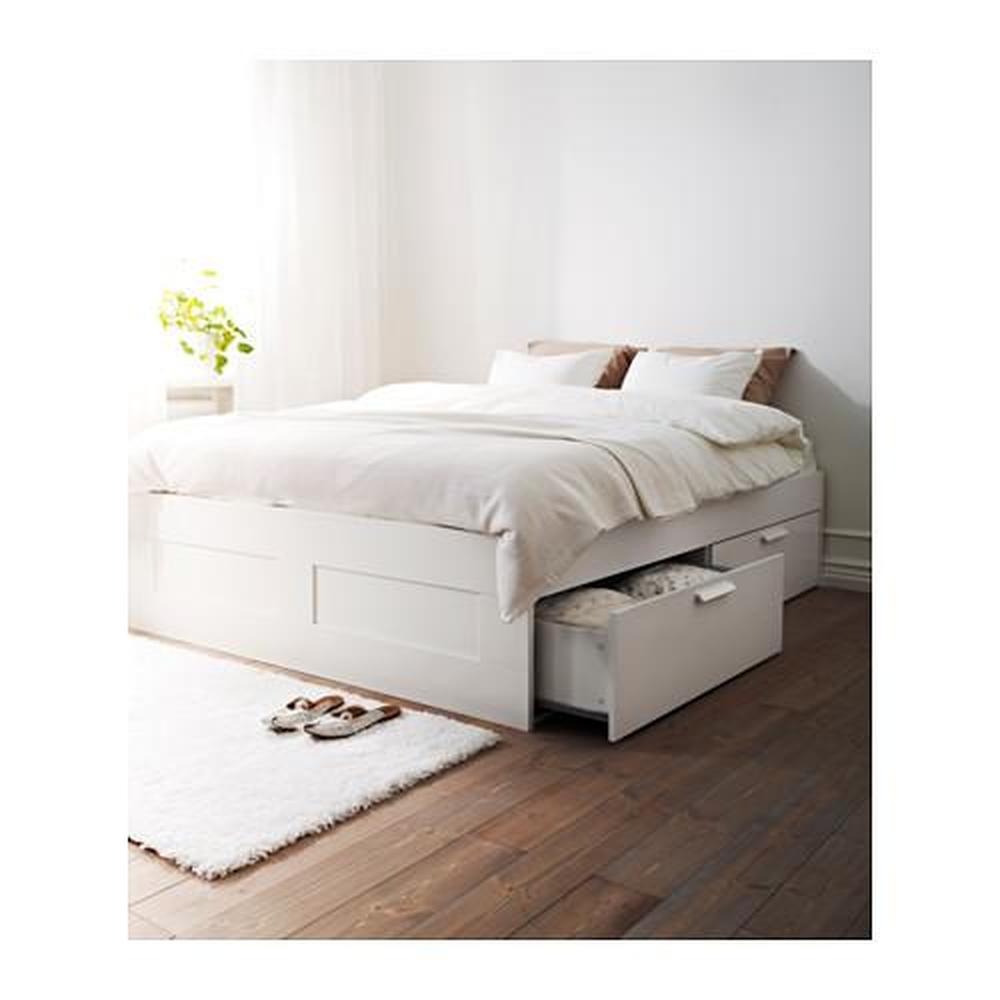 BRIMNES bed frame with drawers white / 140x200 cm (590.187.34) - reviews, price, where to buy
