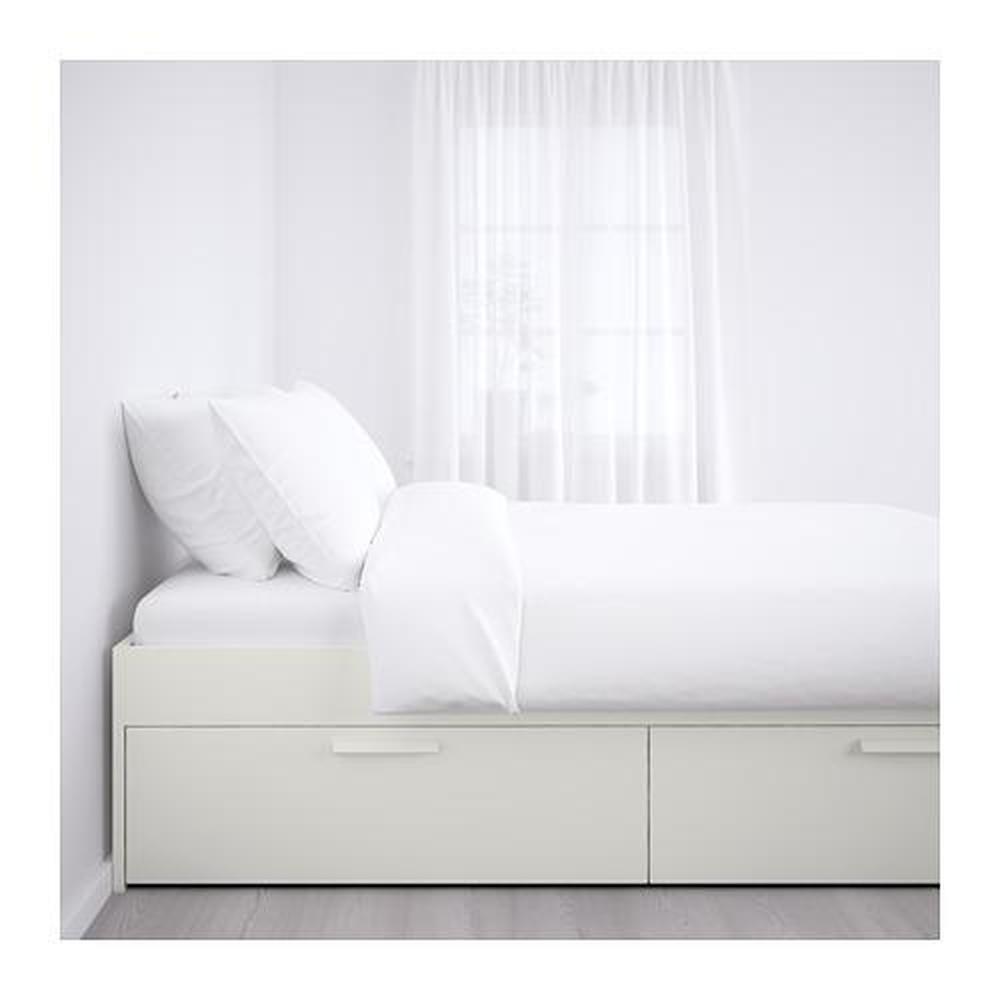 piano Glad Verdikken BRIMNES bed frame with drawers white / Lonset 140x200 cm (590.187.34) -  reviews, price, where to buy