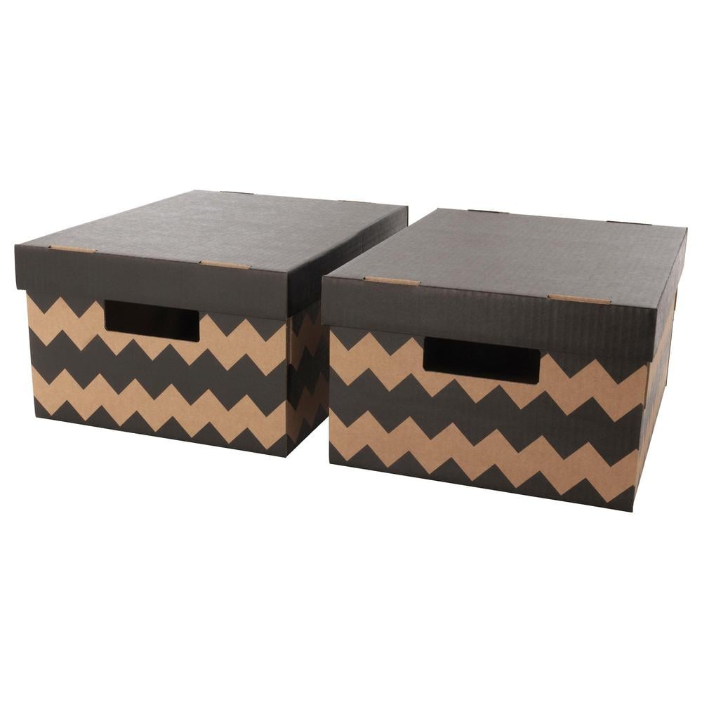 PINGLA Caja con tapa, negro, natural, 56x37x36 cm - IKEA