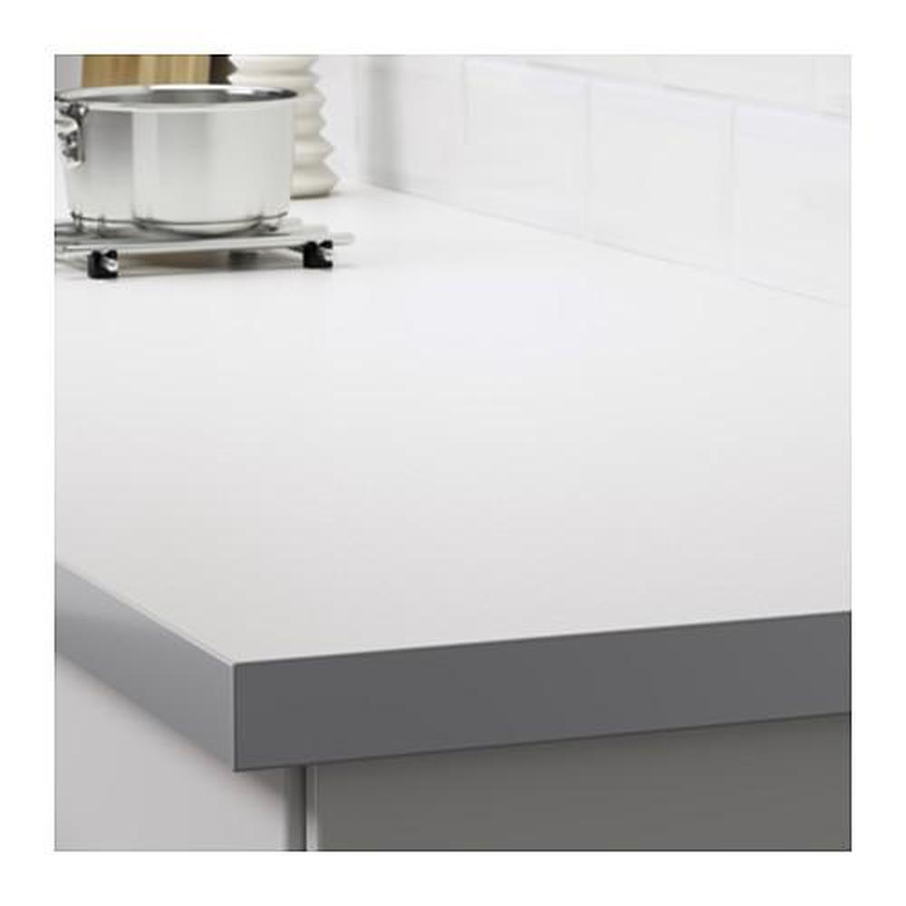 HÄLLESTAD worktop, doublesided white in aluminum / with metal edging
