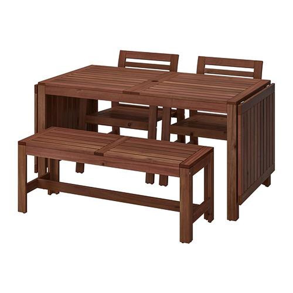 fusión sitio abuela ÄPPLARÖ mesa + sillas 2 + banco de jardín mancha de madera marrón  (990.539.71) - opiniones, precio, dónde comprar