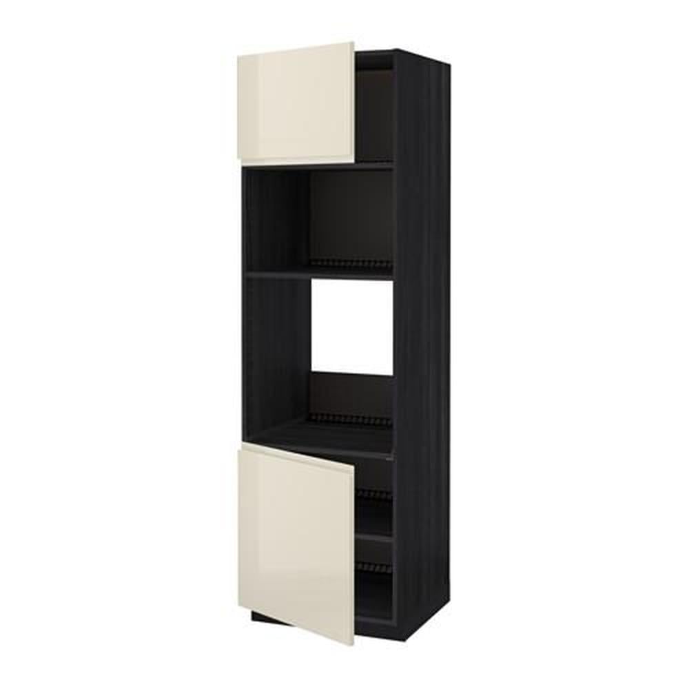 Associëren Piepen Verwoesten METOD high cabinet d / oven / microwave / 2 dv / shelves black / Wokstorp  glossy light beige 60x60x200 cm (991.435.85) - reviews, price, where to buy