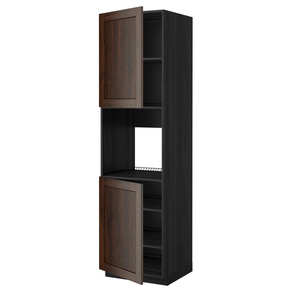 MÉTODO Armario alto para horno / 2 puertas / estantes para madera negra, madera marrón, 60x60x220 cm (090.277.12) - precio, dónde comprar