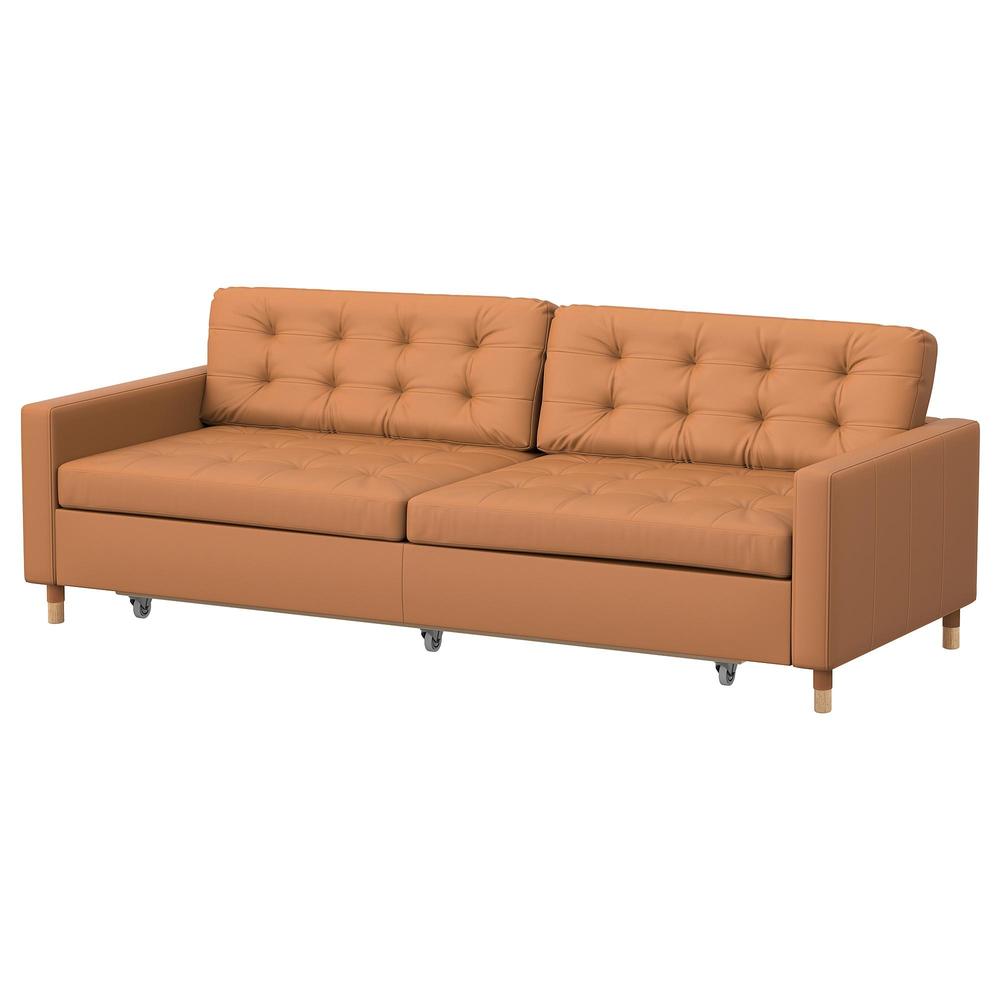 ЛАНДСКРУНА 3-местный диван-кровать - Гранн/Бумстадзолотисто-коричневый/дерево (092.830.14) - отзывы, цена, где купить