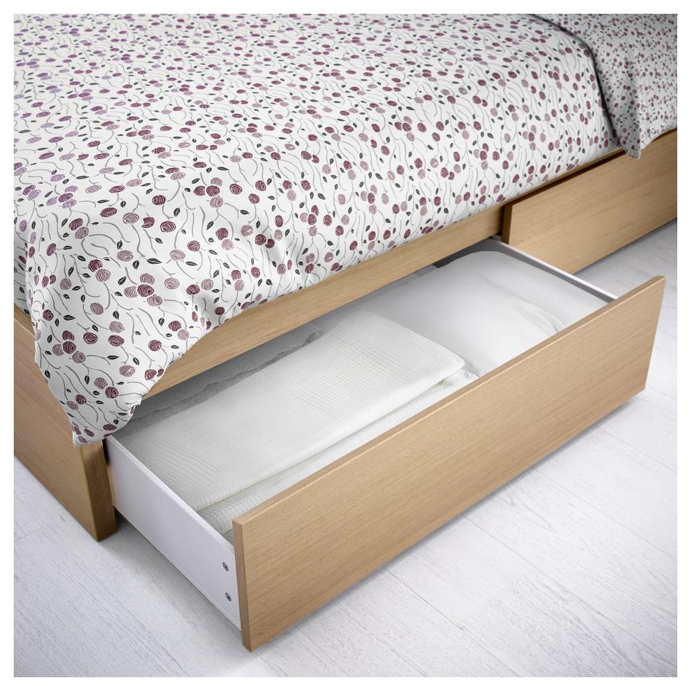 MALM Bed frame + 2 bed drawers , oak veneer, bleached (492.278.89