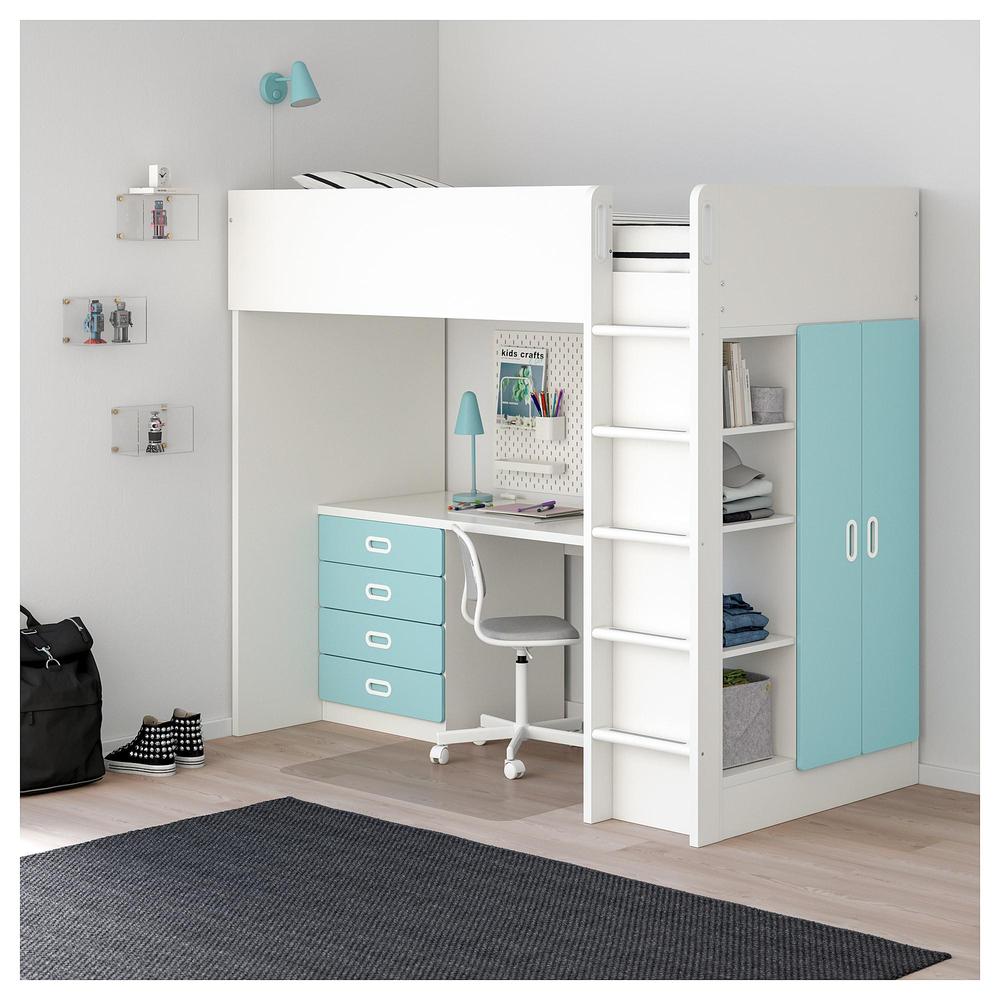 Betrokken kan niet zien Tutor STUVA / FRITIDS Loft bed / 4 drawer / 2 doors - white / blue (592.621.89) -  reviews, price, where to buy