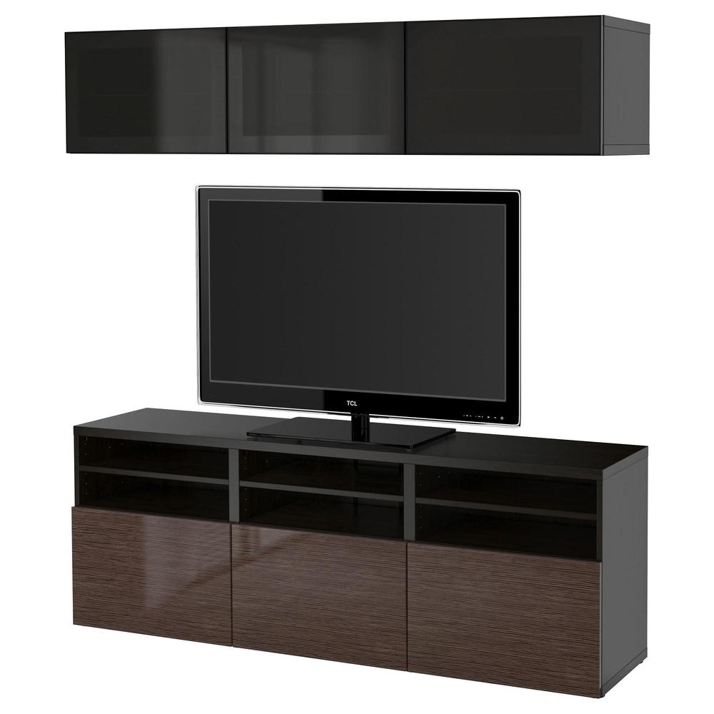 BESSTO Schrank für TV, Kombiniert / Glastüren - schwarz-braun