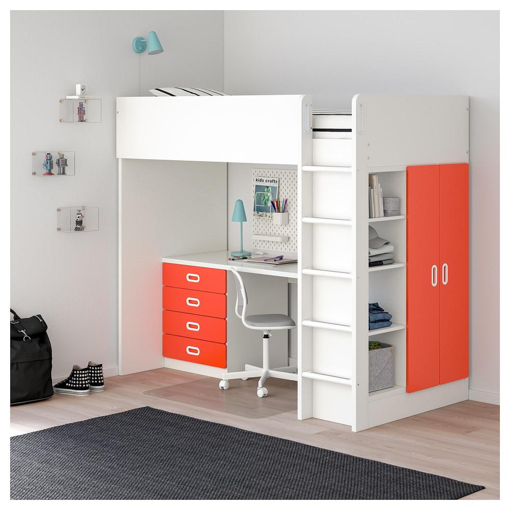 STUVA / FRITIDS Loft bed / drawer / 2 doors - white red (892.621.83) reviews, price, where to buy
